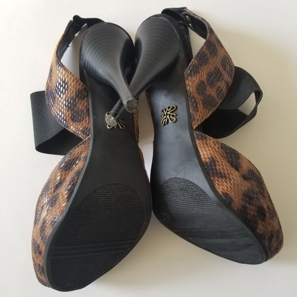 Simply Vera, Vera Wang Brown Animal Print Open Toe Stiletto 8.5 - Picture 10 of 11